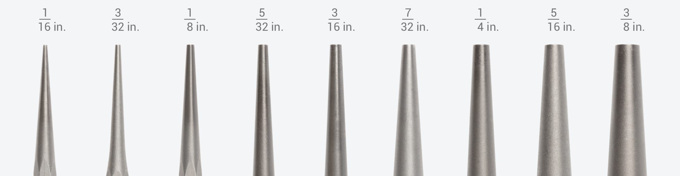TEKTON Solid Punch tip sizes